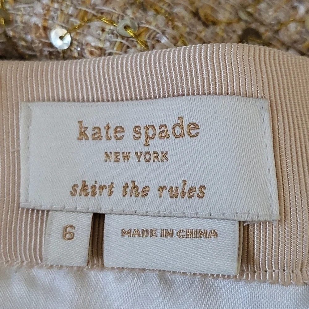 kate spade skirt the rules gold metallic sequined tweed skirt